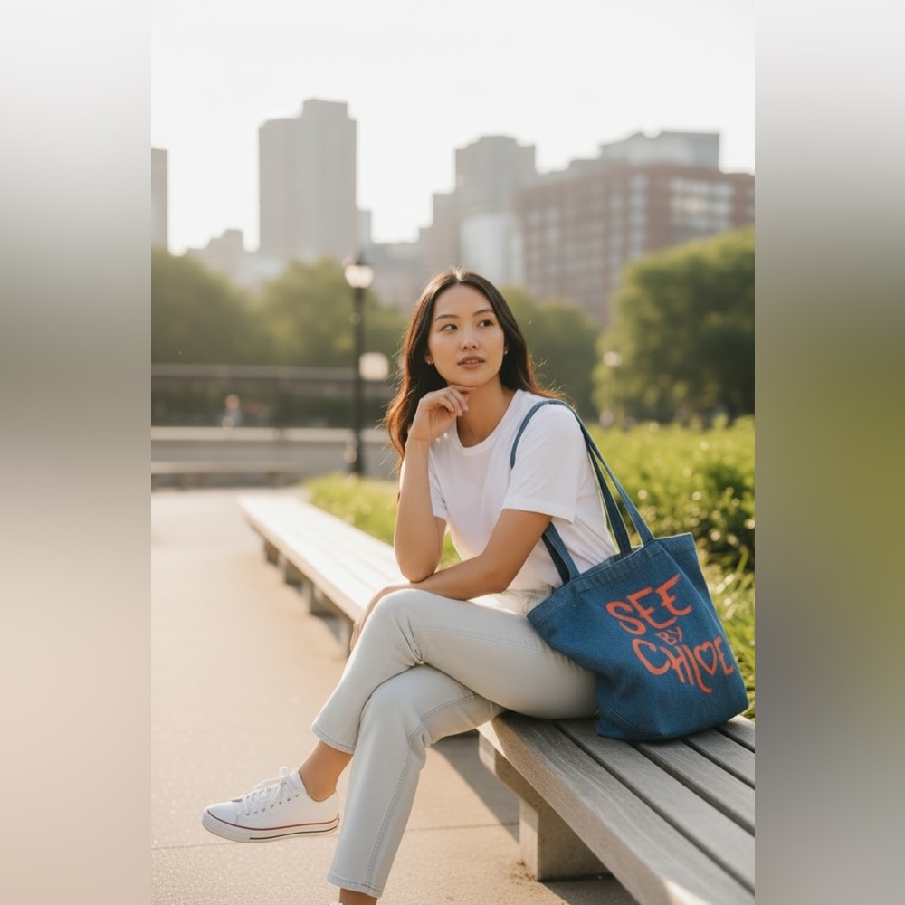 SEE by CHLOE denim tote bag